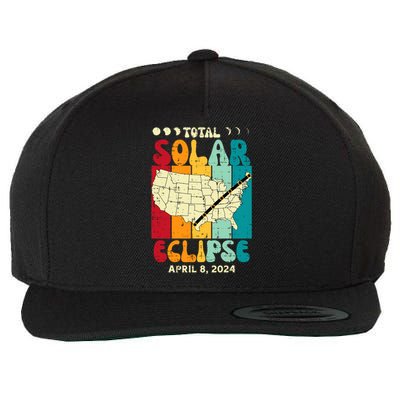 Total Solar Eclipse Usa Map Retro April 8 2024 Wool Snapback Cap