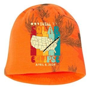 Total Solar Eclipse Usa Map Retro April 8 2024 Kati - Camo Knit Beanie