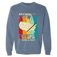 Total Solar Eclipse Usa Map Retro April 8 2024 Garment-Dyed Sweatshirt