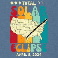 Total Solar Eclipse Usa Map Retro April 8 2024 Garment-Dyed Sweatshirt