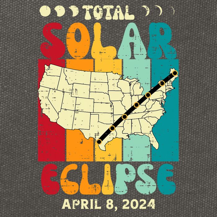 Total Solar Eclipse Usa Map Retro April 8 2024 Cotton Canvas Backpack