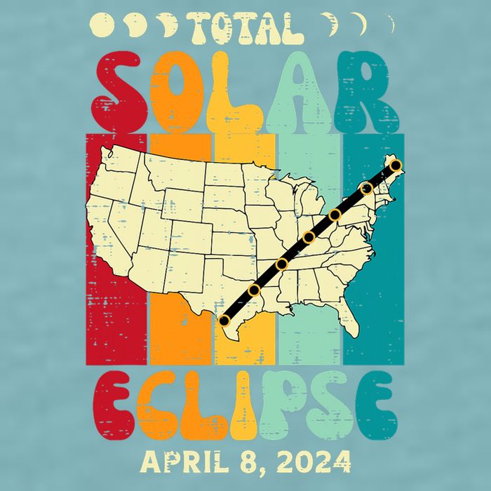 Total Solar Eclipse Usa Map Retro April 8 2024 Sueded Cloud Jersey T-Shirt