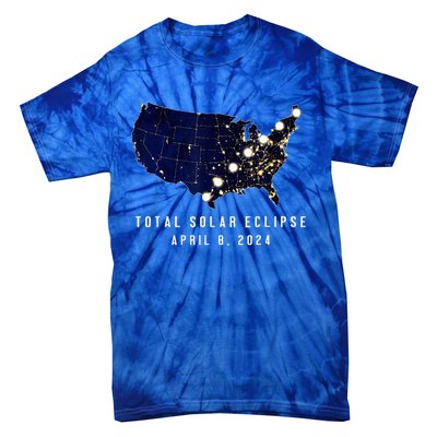 Total Solar Eclipse Map Of The Usa 4.08.2024 Tie-Dye T-Shirt