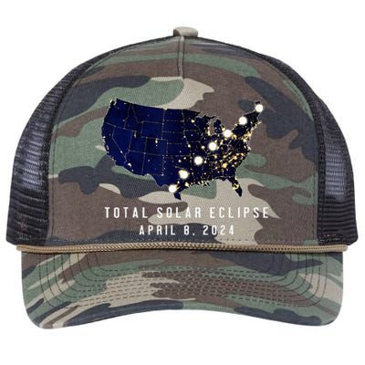 Total Solar Eclipse Map Of The Usa 4.08.2024 Retro Rope Trucker Hat Cap