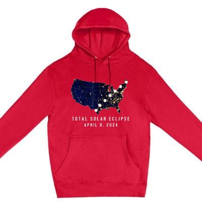 Total Solar Eclipse Map Of The Usa 4.08.2024 Premium Pullover Hoodie