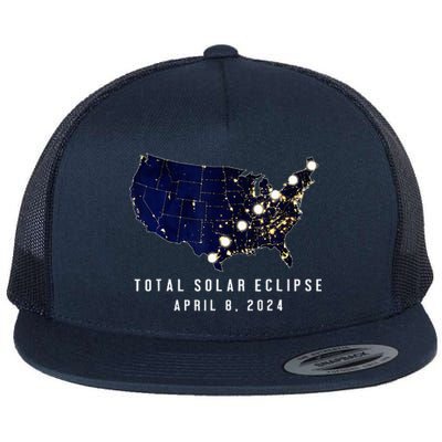 Total Solar Eclipse Map Of The Usa 4.08.2024 Flat Bill Trucker Hat