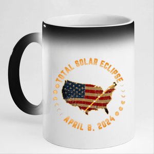 Total Solar Eclipse America April 8 2024 Usa Map Totality 11oz Black Color Changing Mug