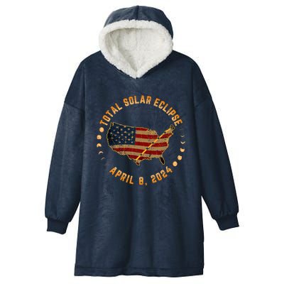 Total Solar Eclipse America April 8 2024 Usa Map Totality Hooded Wearable Blanket