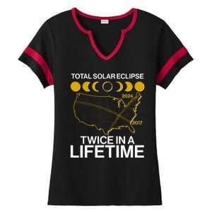 Total Solar Eclipse Twice In A Lifetime 2017 2024 Ladies Halftime Notch Neck Tee