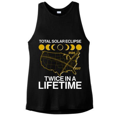 Total Solar Eclipse Twice In A Lifetime 2017 2024 Ladies PosiCharge Tri-Blend Wicking Tank