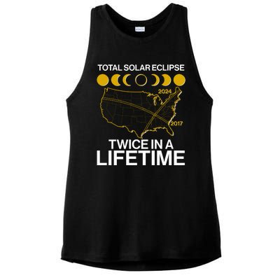 Total Solar Eclipse Twice In A Lifetime 2017 2024 Ladies PosiCharge Tri-Blend Wicking Tank