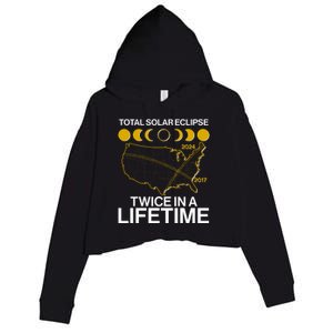 Total Solar Eclipse Twice In A Lifetime 2017 2024 Crop Fleece Hoodie