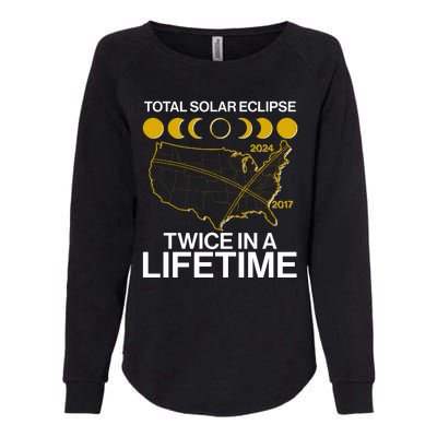 Total Solar Eclipse Twice In A Lifetime 2017 2024 Womens California Wash Sweatshirt