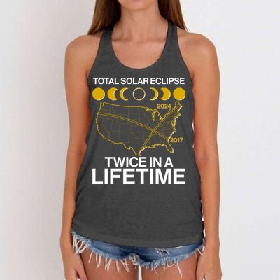 Total Solar Eclipse Twice In A Lifetime 2017 2024 Women's Knotted Racerback Tank