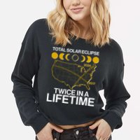 Total Solar Eclipse Twice In A Lifetime 2017 2024 Cropped Pullover Crew