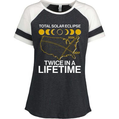 Total Solar Eclipse Twice In A Lifetime 2017 2024 Enza Ladies Jersey Colorblock Tee