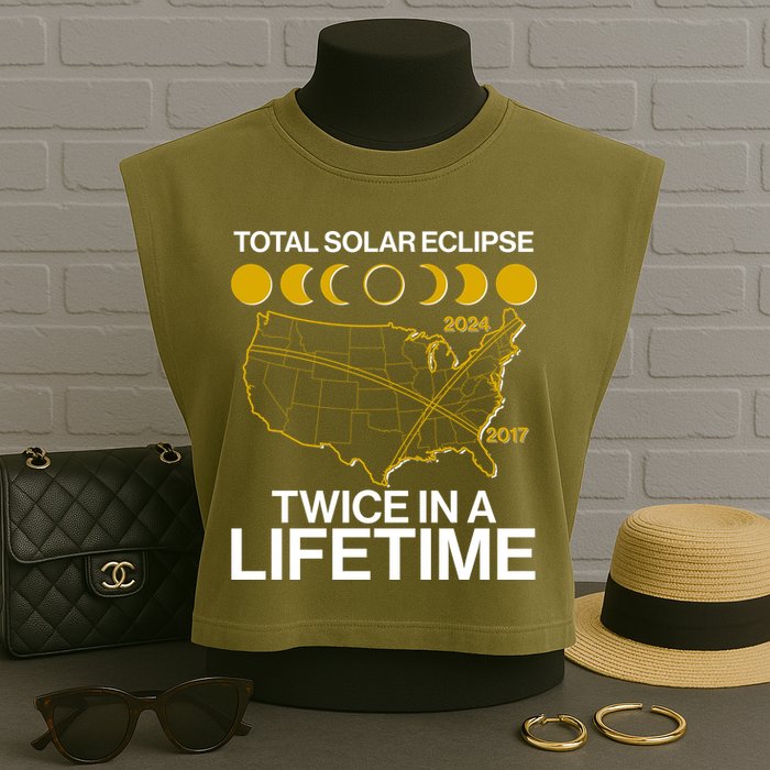 Total Solar Eclipse Twice In A Lifetime 2017 2024 Garment-Dyed Women's Muscle Tee