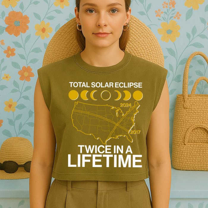 Total Solar Eclipse Twice In A Lifetime 2017 2024 Garment-Dyed Women's Muscle Tee