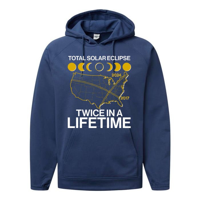 Total Solar Eclipse Twice In A Lifetime 2017 2024 Performance Fleece Hoodie