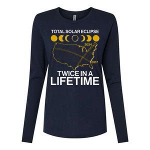 Total Solar Eclipse Twice In A Lifetime 2017 2024 Womens Cotton Relaxed Long Sleeve T-Shirt