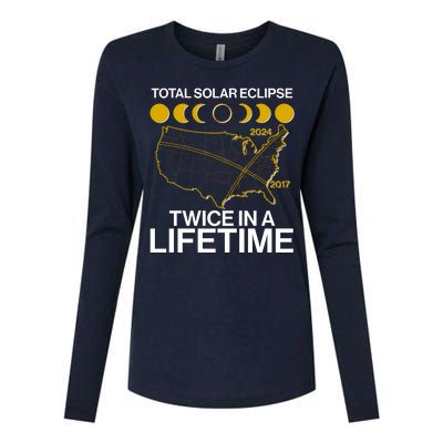 Total Solar Eclipse Twice In A Lifetime 2017 2024 Womens Cotton Relaxed Long Sleeve T-Shirt