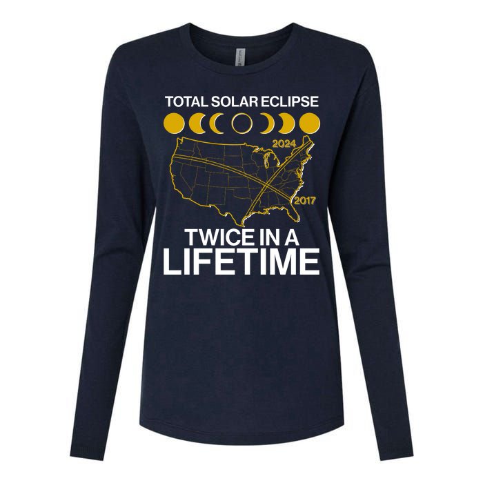 Total Solar Eclipse Twice In A Lifetime 2017 2024 Womens Cotton Relaxed Long Sleeve T-Shirt