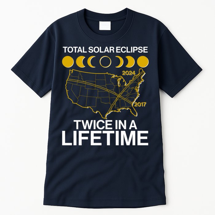 Total Solar Eclipse Twice In A Lifetime 2017 2024 Tall T-Shirt