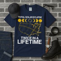 Total Solar Eclipse Twice In A Lifetime 2017 2024 Tall T-Shirt