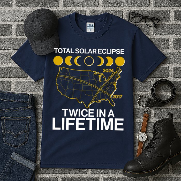 Total Solar Eclipse Twice In A Lifetime 2017 2024 Tall T-Shirt