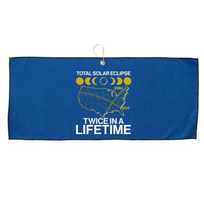 Total Solar Eclipse Twice In A Lifetime 2017 2024 Large Microfiber Waffle Golf Towel
