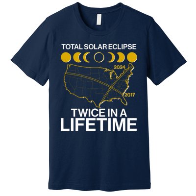 Total Solar Eclipse Twice In A Lifetime 2017 2024 Premium T-Shirt