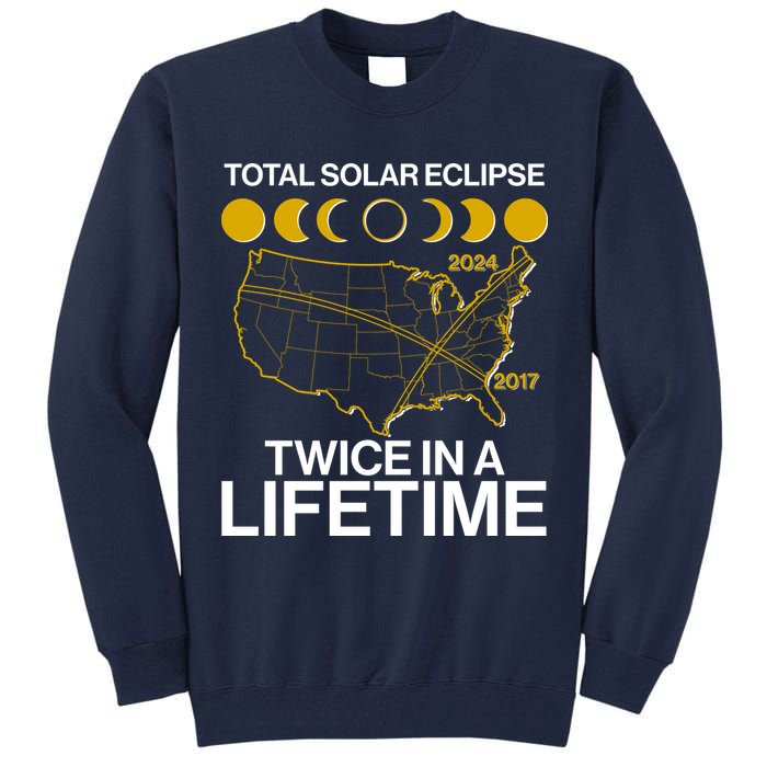 Total Solar Eclipse Twice In A Lifetime 2017 2024 Tall Sweatshirt
