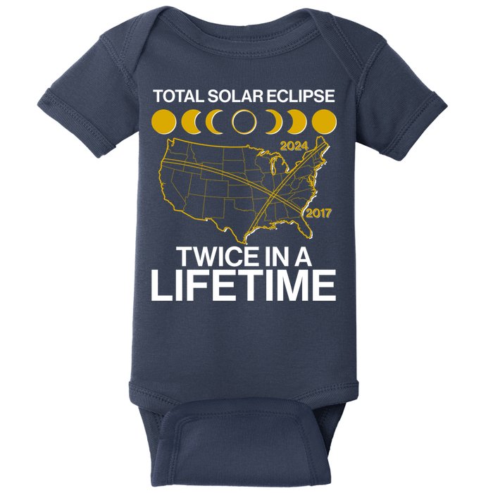 Total Solar Eclipse Twice In A Lifetime 2017 2024 Baby Bodysuit