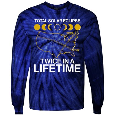 Total Solar Eclipse Twice In A Lifetime 2017 2024 Tie-Dye Long Sleeve Shirt