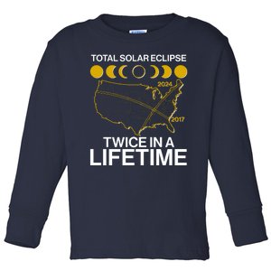 Total Solar Eclipse Twice In A Lifetime 2017 2024 Toddler Long Sleeve Shirt