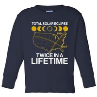 Total Solar Eclipse Twice In A Lifetime 2017 2024 Toddler Long Sleeve Shirt
