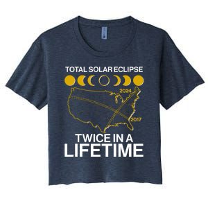 Total Solar Eclipse Twice In A Lifetime 2017 2024 Women's Crop Top Tee