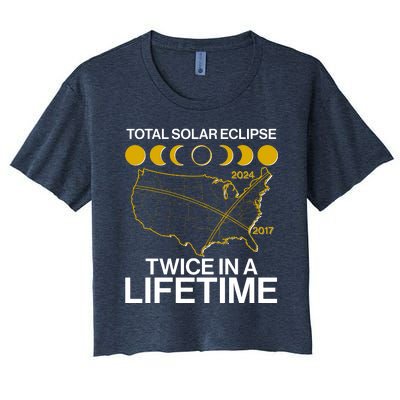 Total Solar Eclipse Twice In A Lifetime 2017 2024 Women's Crop Top Tee