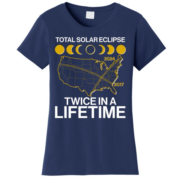 Total Solar Eclipse Twice In A Lifetime 2017 2024 Women's T-Shirt