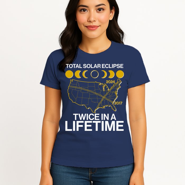 Total Solar Eclipse Twice In A Lifetime 2017 2024 Womens T-Shirt