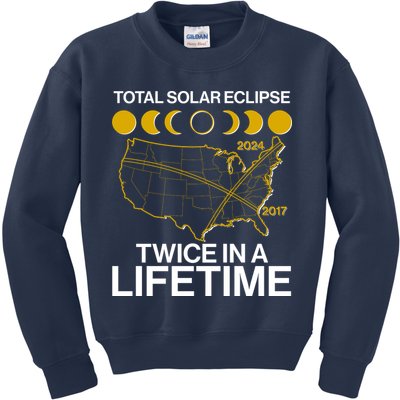 Total Solar Eclipse Twice In A Lifetime 2017 2024 Kids Sweatshirt