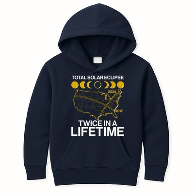 Total Solar Eclipse Twice In A Lifetime 2017 2024 Kids Hoodie