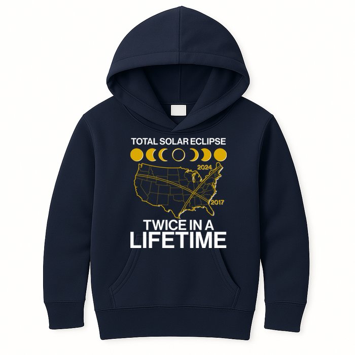 Total Solar Eclipse Twice In A Lifetime 2017 2024 Kids Hoodie