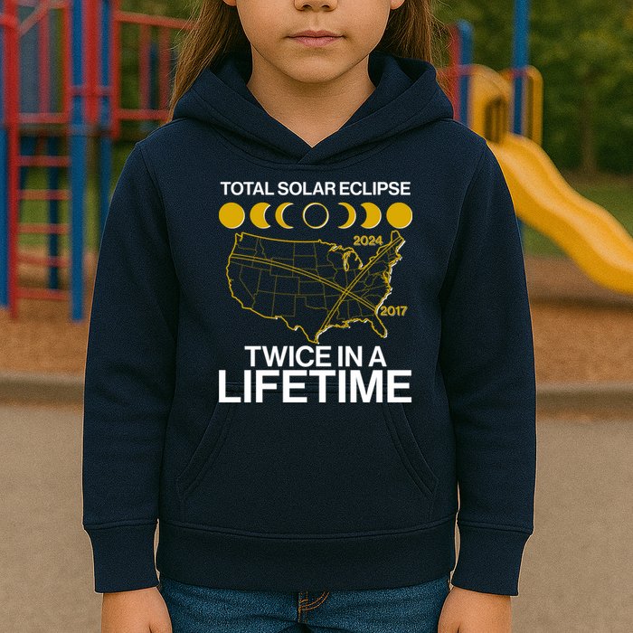 Total Solar Eclipse Twice In A Lifetime 2017 2024 Kids Hoodie