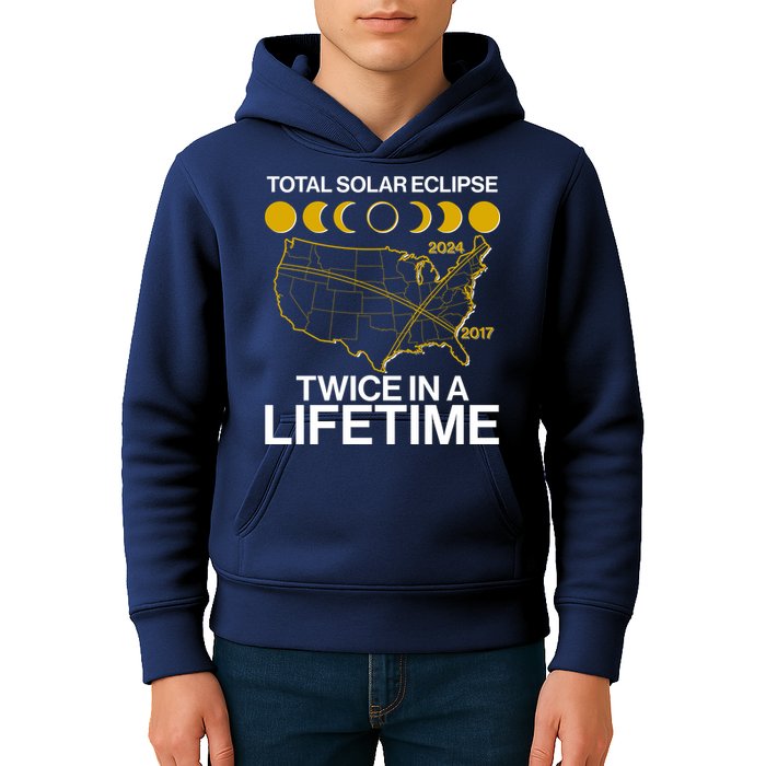 Total Solar Eclipse Twice In A Lifetime 2017 2024 Kids Hoodie