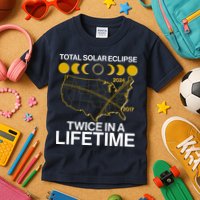 Total Solar Eclipse Twice In A Lifetime 2017 2024 Kids T-Shirt