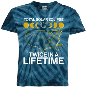 Total Solar Eclipse Twice In A Lifetime 2017 2024 Kids Tie-Dye T-Shirt