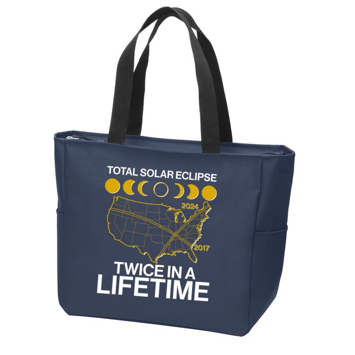 Total Solar Eclipse Twice In A Lifetime 2017 2024 Zip Tote Bag
