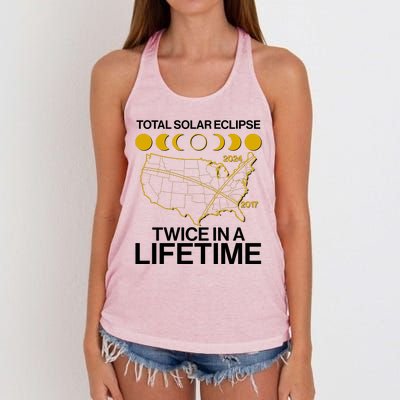 Total Solar Eclipse Twice In A Lifetime 2017 2024 Women's Knotted Racerback Tank