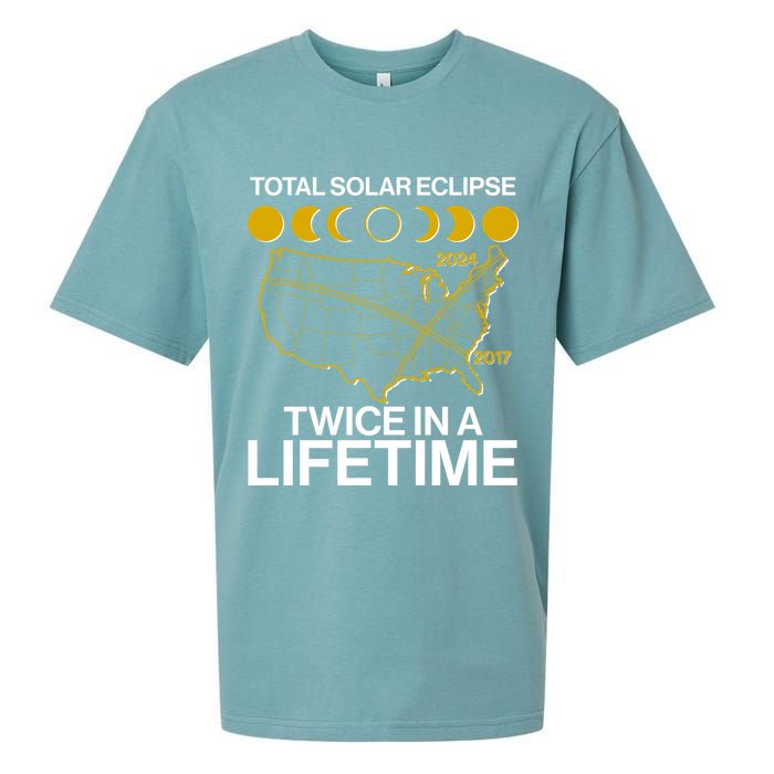 Total Solar Eclipse Twice In A Lifetime 2017 2024 Sueded Cloud Jersey T-Shirt